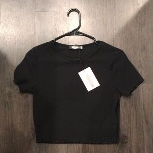 NWT MISSGUIDED Black Short Sleeve Crop Top